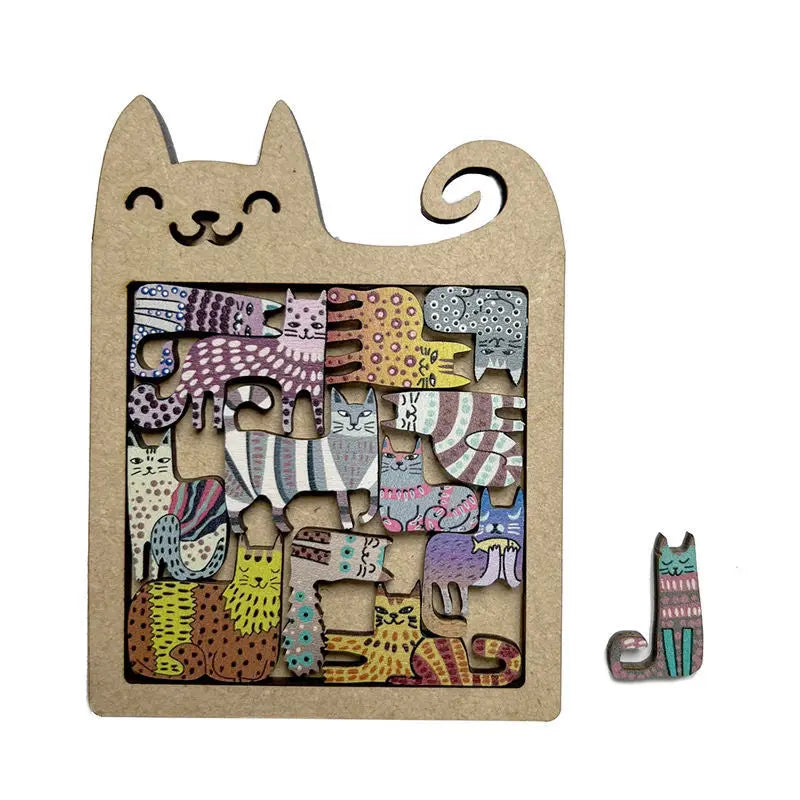 Colourful Cat Wooden Logic Puzzle