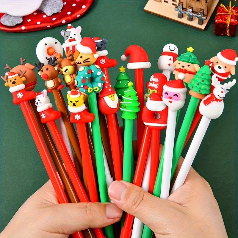 12-Piece Christmas Cartoon Pen Set — Festive Pens for Students, Writers & Holiday Gifting | Cute Stationery Collection