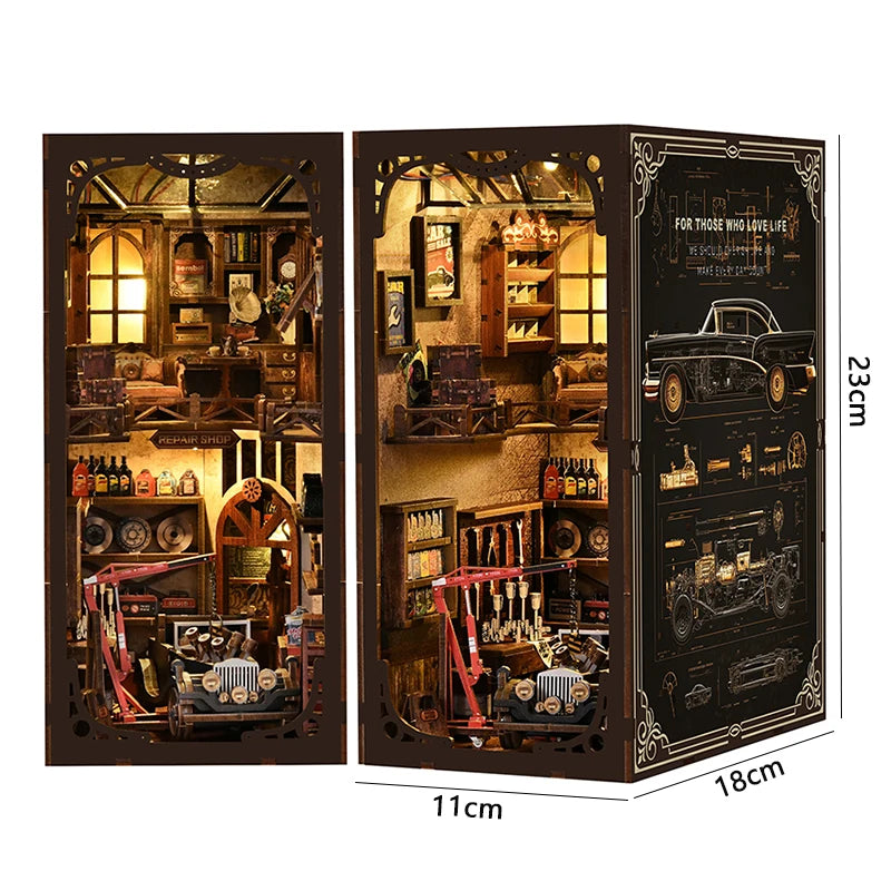 DIY Book Nook Kit — 3D Wooden Miniature Puzzle Bookend Scene (Various Designs)