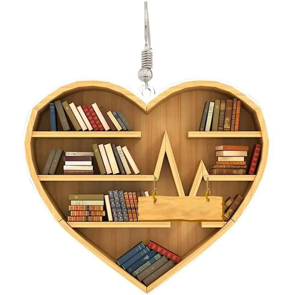Book Lover Christmas Tree Decorations, Acrylic Hanging Ornaments in Bookstore, Shelf & Library Designs