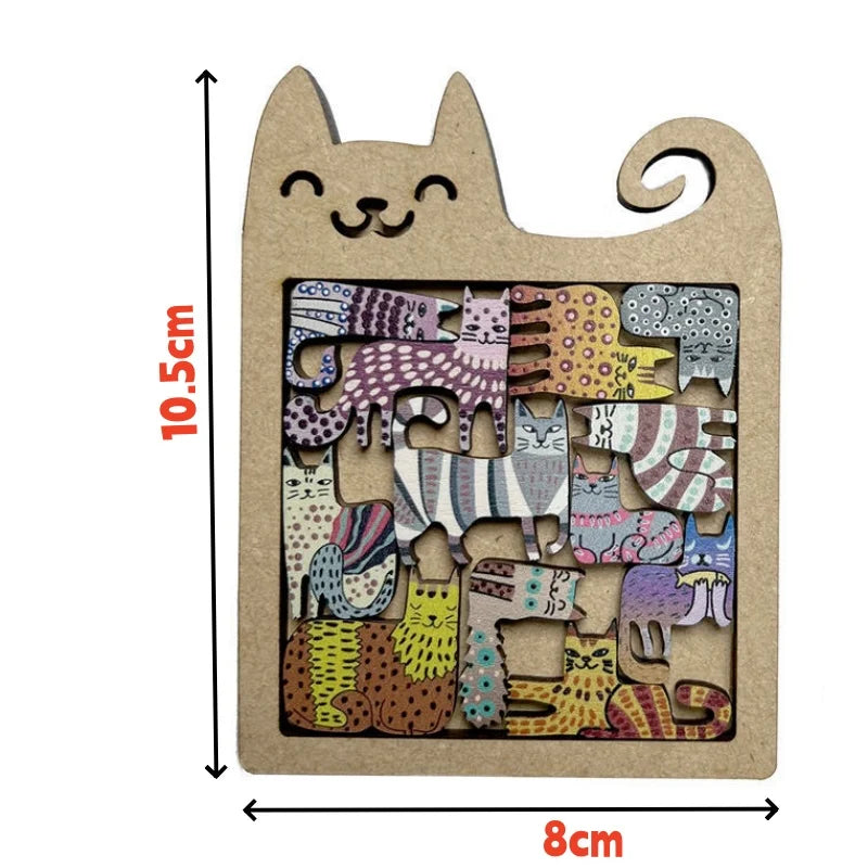 Colourful Cat Wooden Logic Puzzle