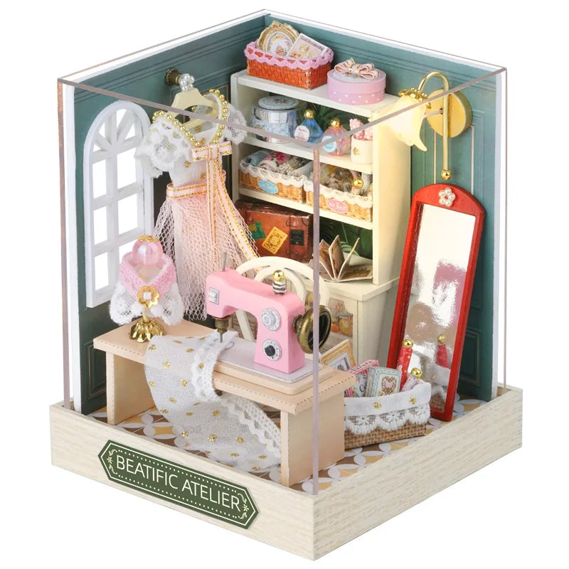 Mini DIY Wooden Dollhouse Room Kit