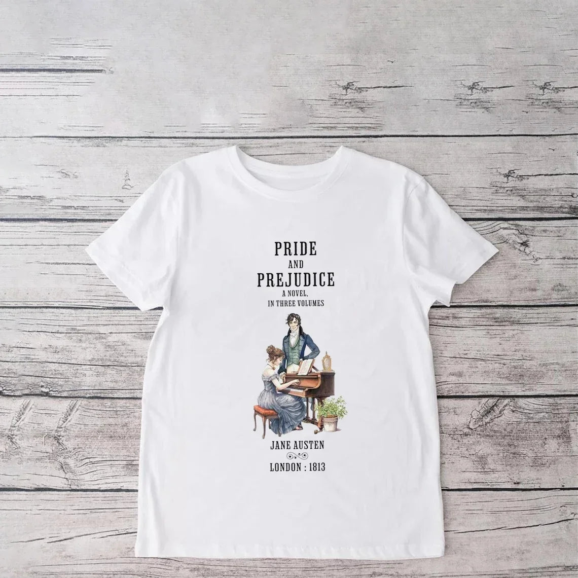 Pride and Prejudice T-Shirt — Mr Darcy & Lizzy Literary Tee | Jane Austen Fan Art | Bookish Gift for Readers and Book Club Members