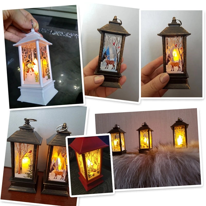 Christmas Lantern Lights – Festive Tabletop Lamps with Christmas Scenes (Red, White, or Antique)