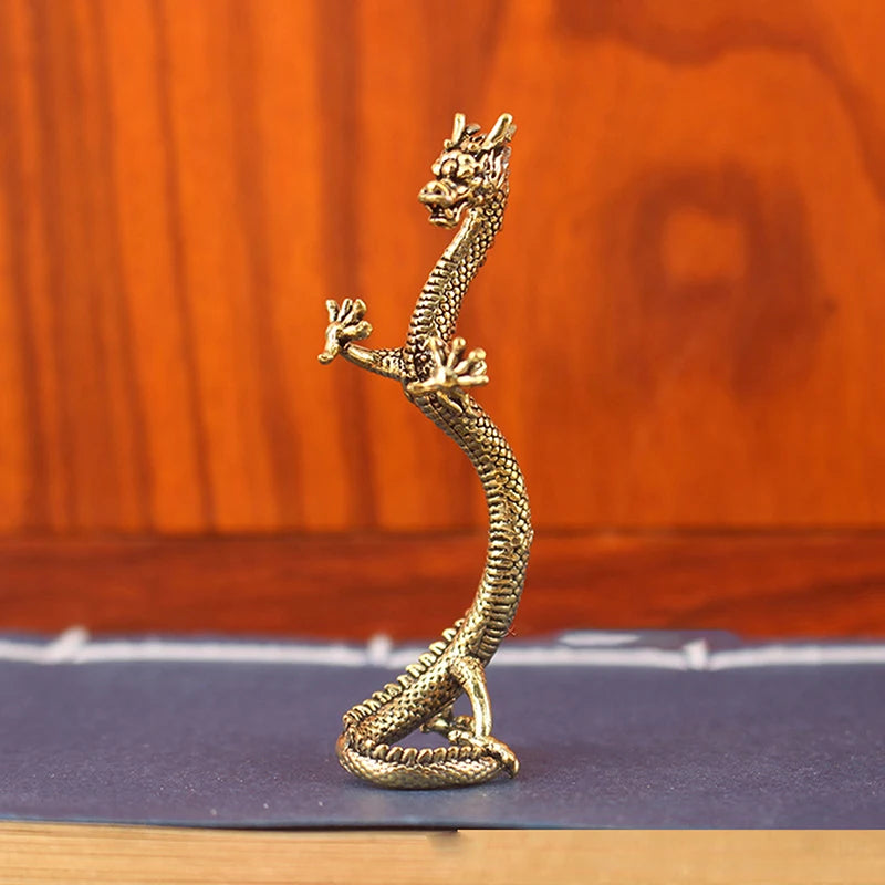 Golden Loong — Traditional Chinese Brass Dragon Figurine
