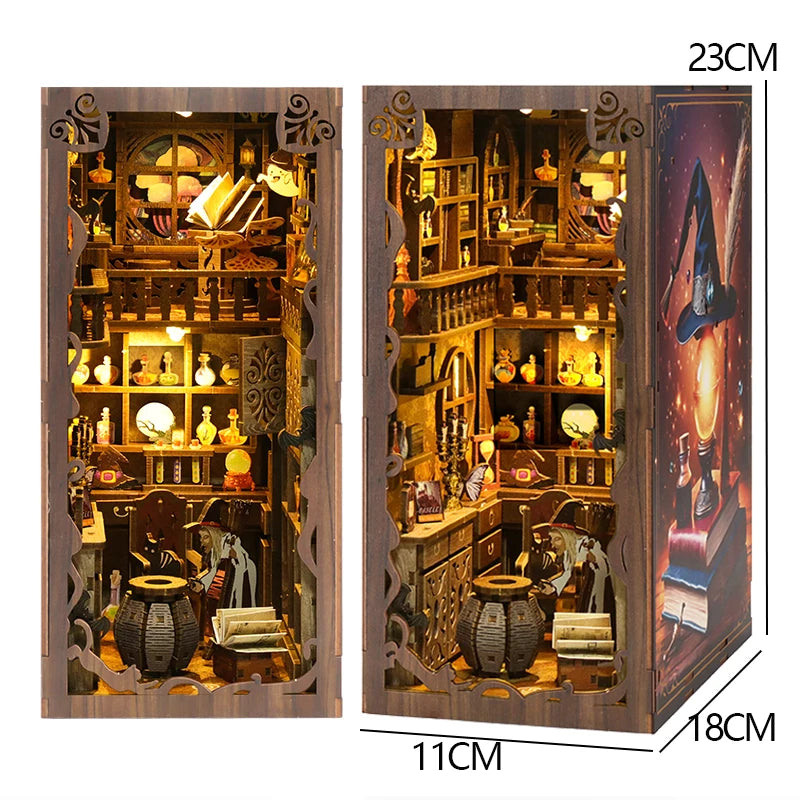 DIY Book Nook Kit — 3D Wooden Miniature Puzzle Bookend Scene (Various Designs)