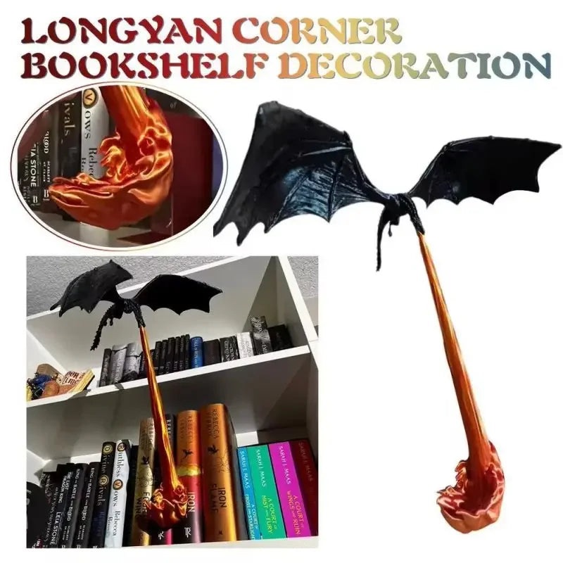 Dragon Flame Book Nook — Fire-Breathing Bookshelf Decoration