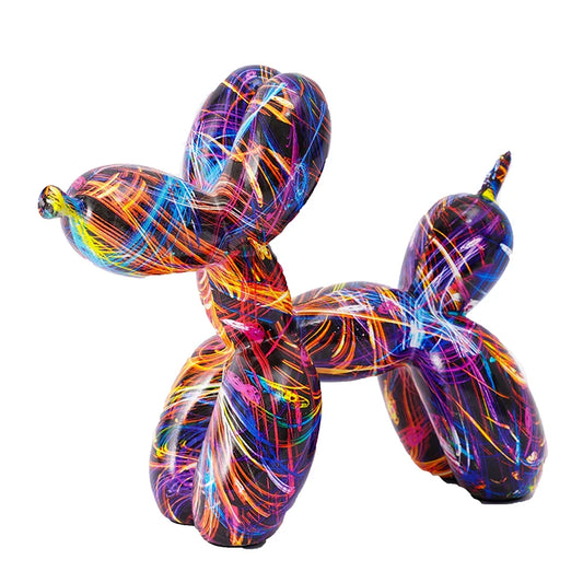 Graffiti Balloon Dog Sculpture — Colourful Pop Art Resin Ornament