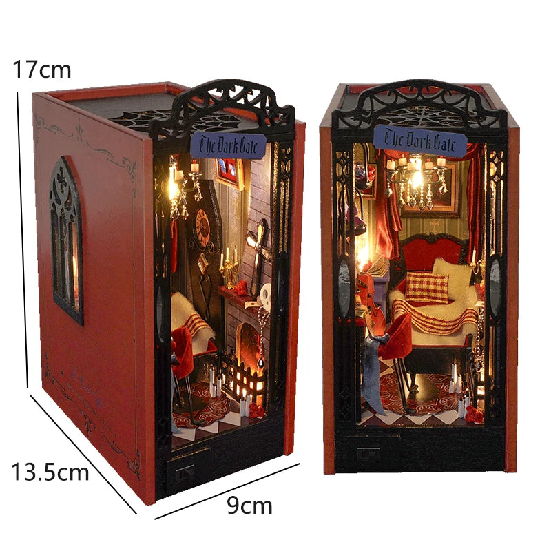 DIY Book Nook Kit — 3D Wooden Miniature Puzzle Bookend Scene (Various Designs)