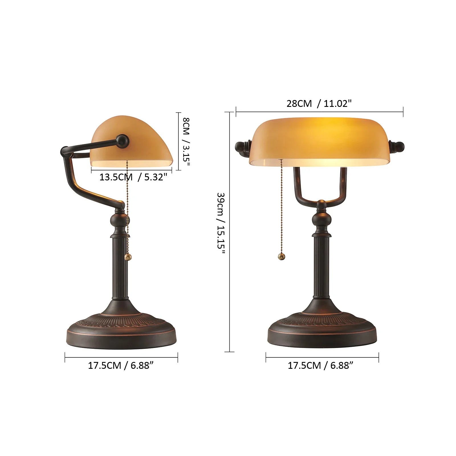 Classic Banker’s Desk Lamp — Retro Glass Library Light