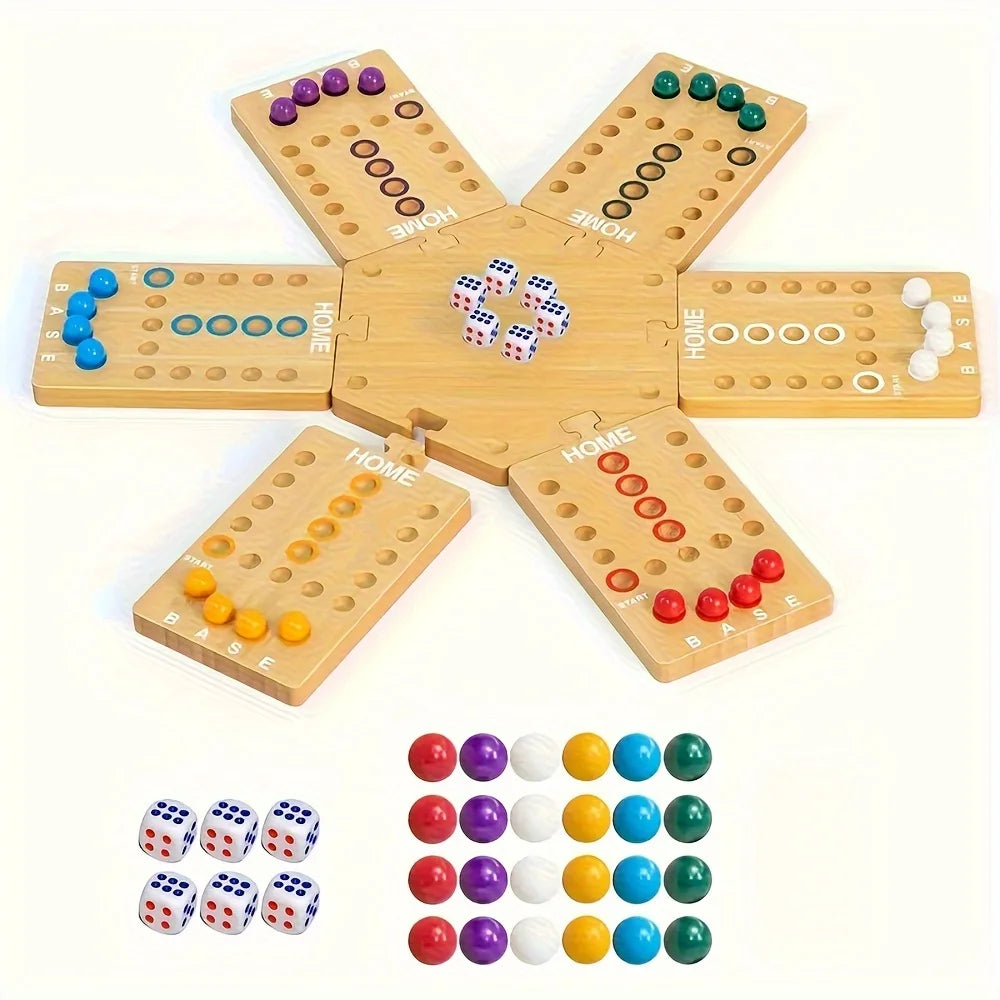 Marble Dash — Wooden Strategy & Racing Board Game (2–6 Players)