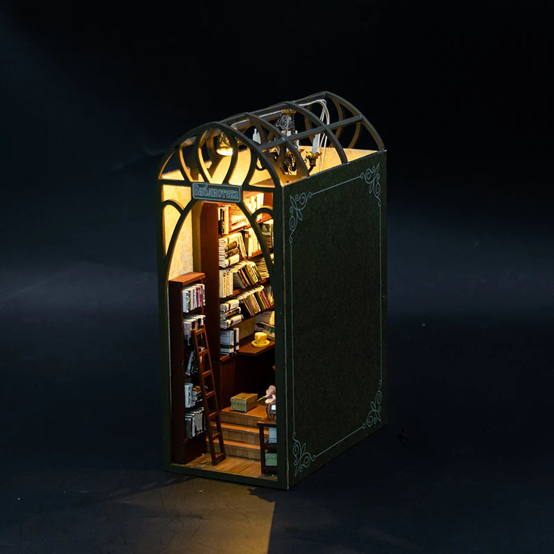 DIY Book Nook Kit — 3D Wooden Miniature Puzzle Bookend Scene (Various Designs)