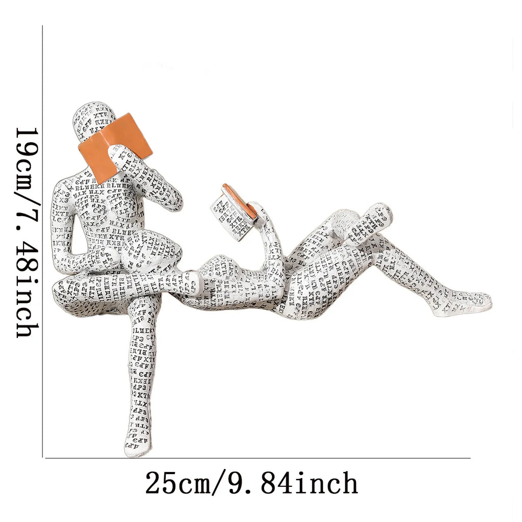 “Paper Muse” Reading Woman Figurines — Bookish Shelf Décor (Resin)