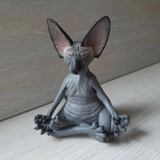 Meditating Cat Statue — Whimsical Yoga & Zen Cat Ornament