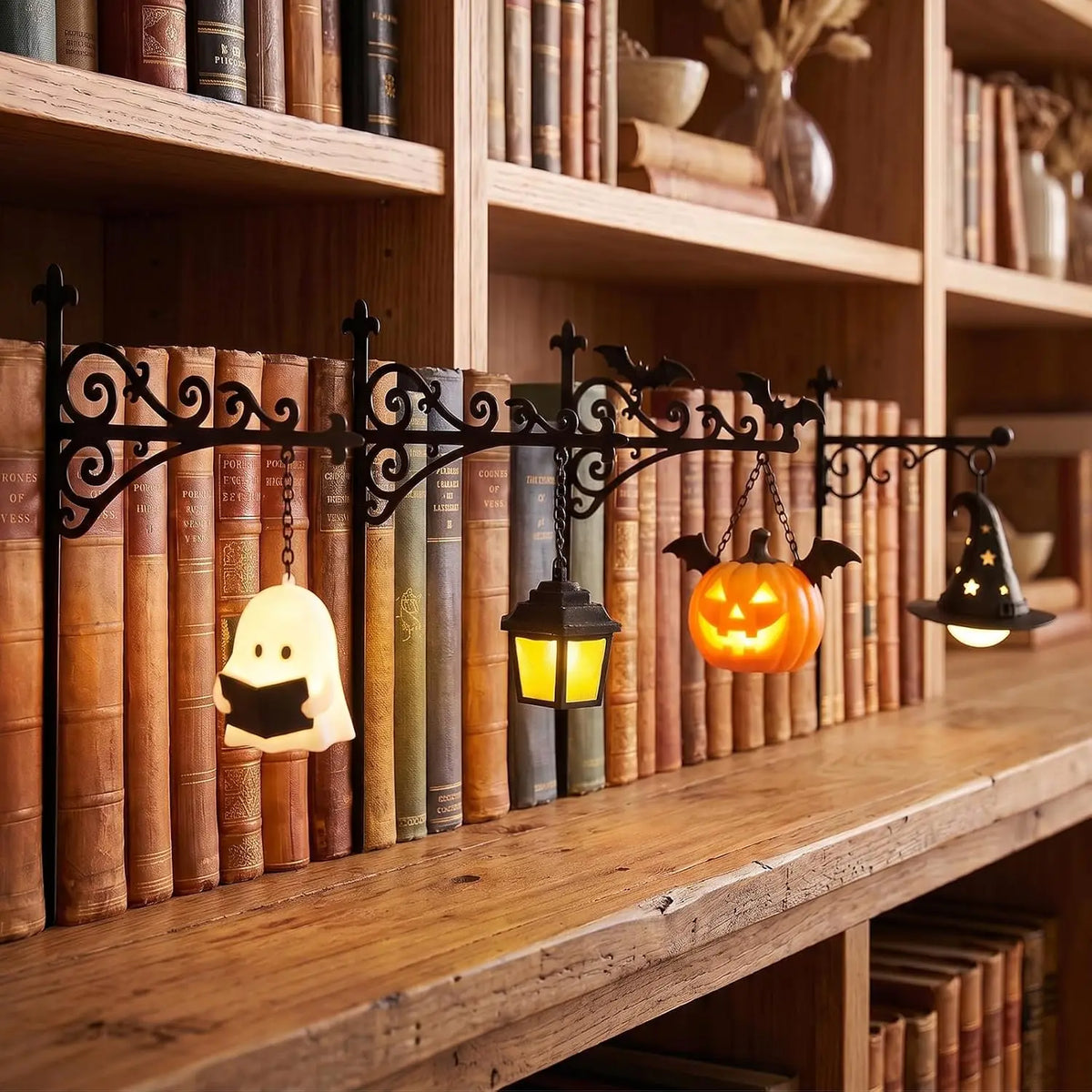 Magic Halloween Library Lantern — Warm LED Bookshelf & Reading Nook Light