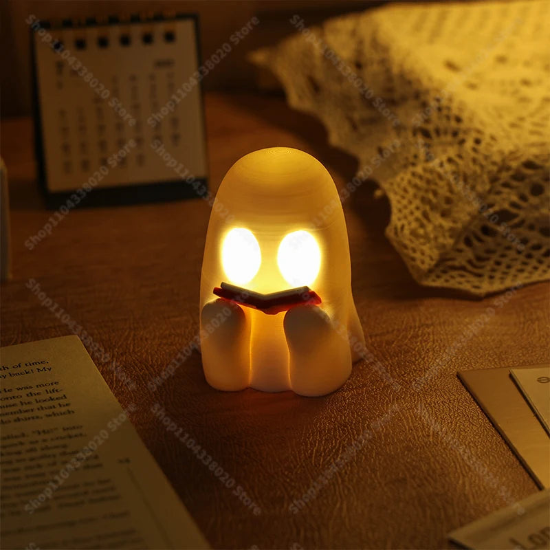 Light-Up Reading Ghost — Glowing Spooky-Cute Décor