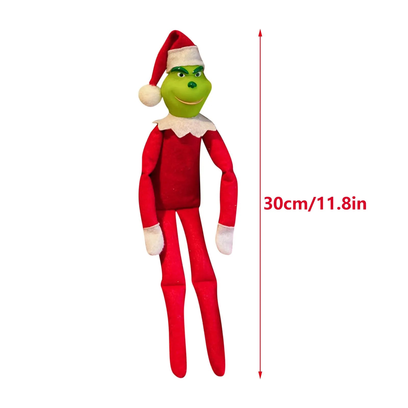 Grinch-Style Christmas Shelf Ornament – Festive Sitting Decoration (Red or Green)