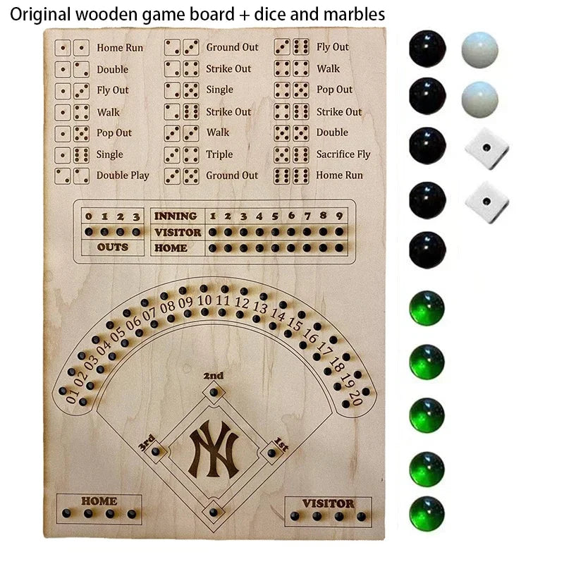 Take Me Out to the Ball Game — Wooden Baseball Dice & Marble Game