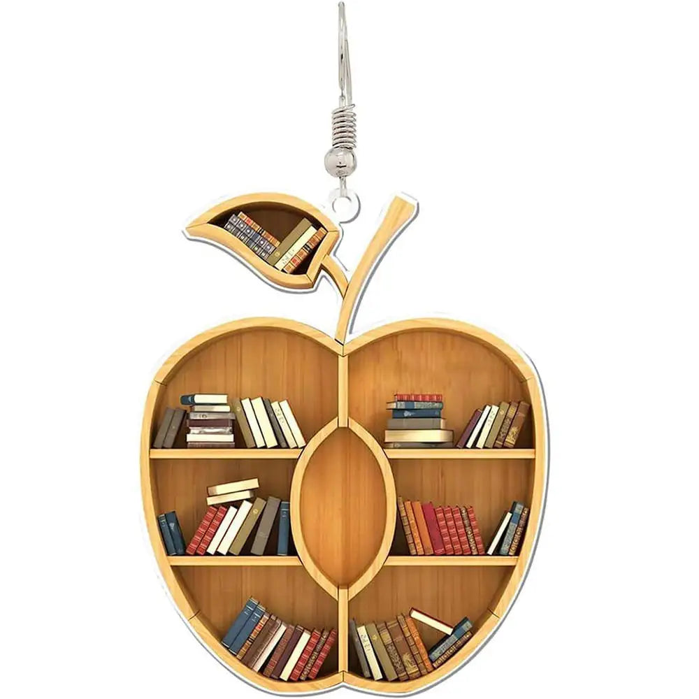 Book Lover Christmas Tree Decorations, Acrylic Hanging Ornaments in Bookstore, Shelf & Library Designs