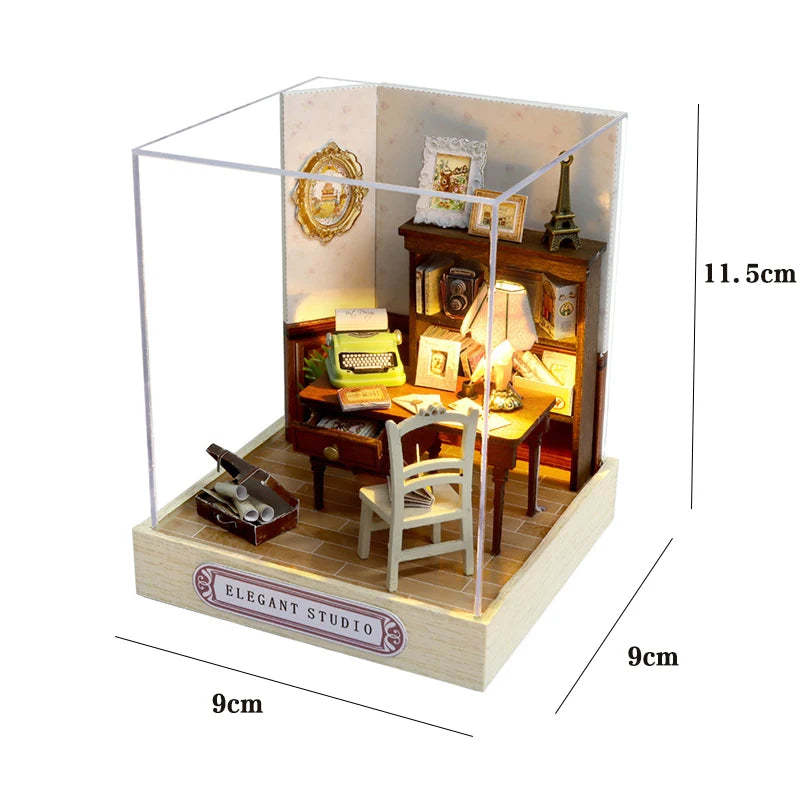 Mini DIY Wooden Dollhouse Room Kit