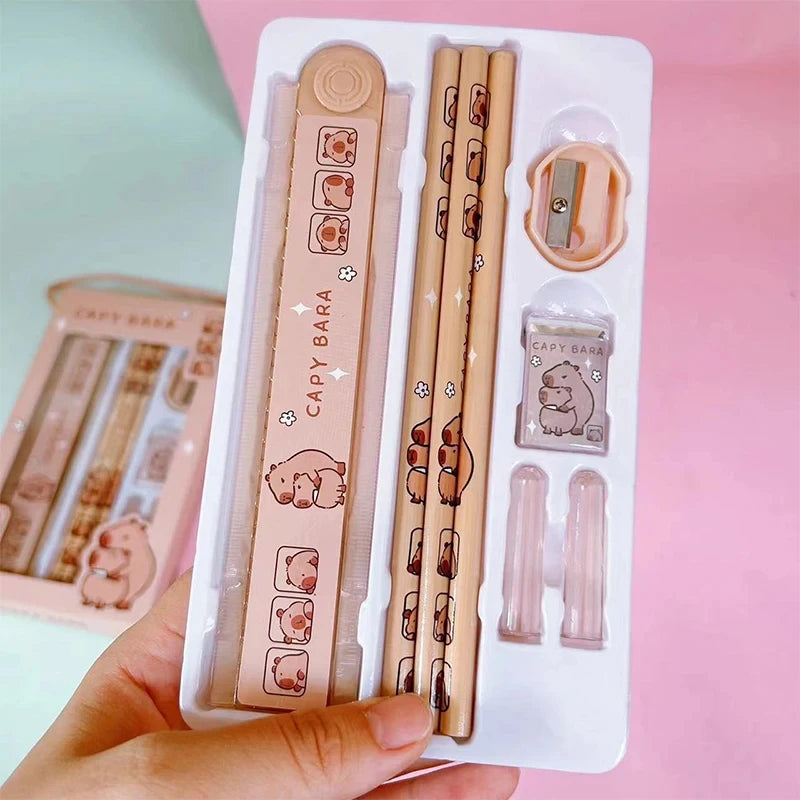 8-in-1 Capybara Stationery Set — Cute Animal School & Office Writing Kit for Kids and Book Lovers