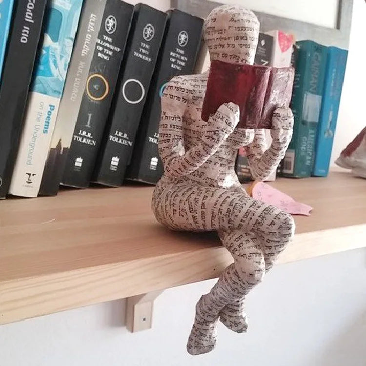 “Paper Muse” Reading Woman Figurines — Bookish Shelf Décor (Resin)
