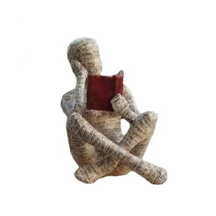 “Paper Muse” Reading Woman Figurines — Bookish Shelf Décor (Resin)