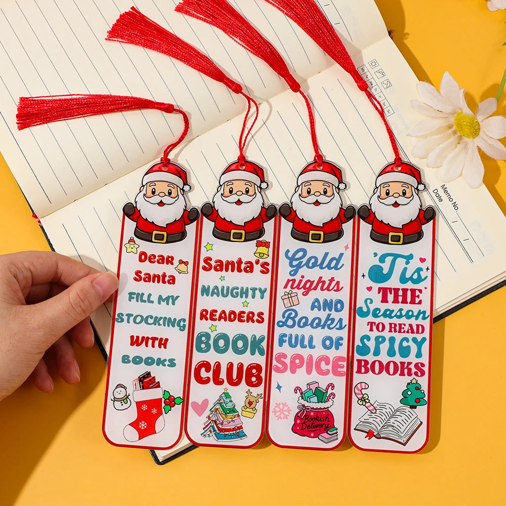 Christmas Acrylic Santa Bookmark, Festive Reading Accessory for Book Lovers | Holiday Gift for Women, Readers & Bookworms