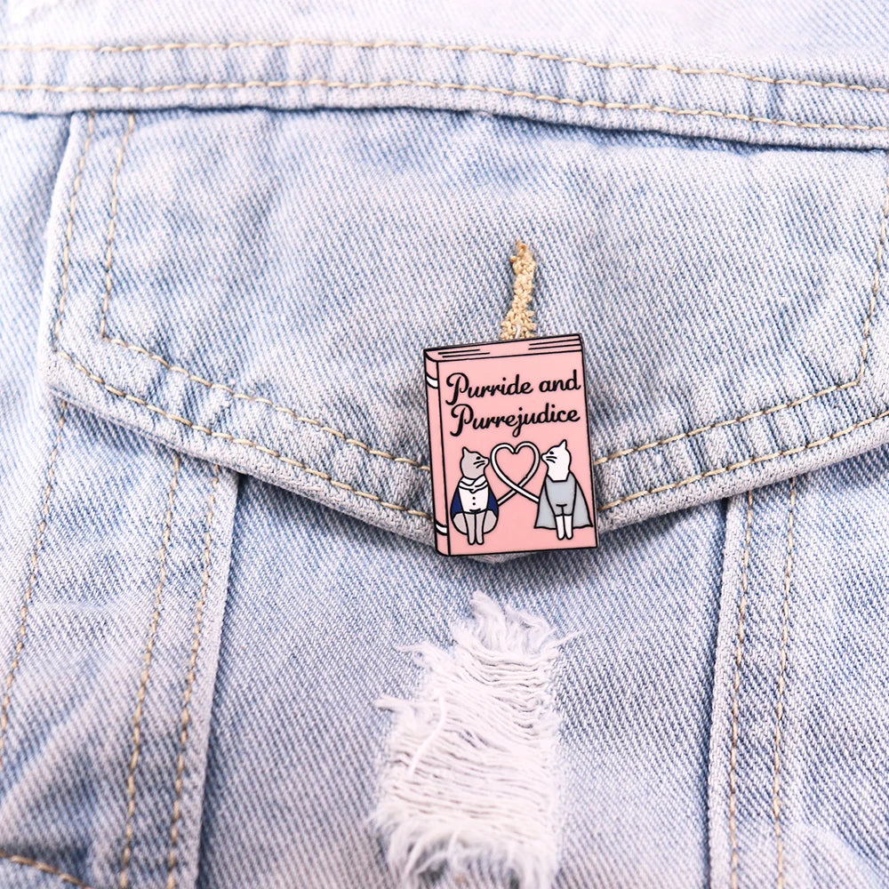 “Purride & Purrejudice” Enamel Pin — Austen-Inspired Cat Couple