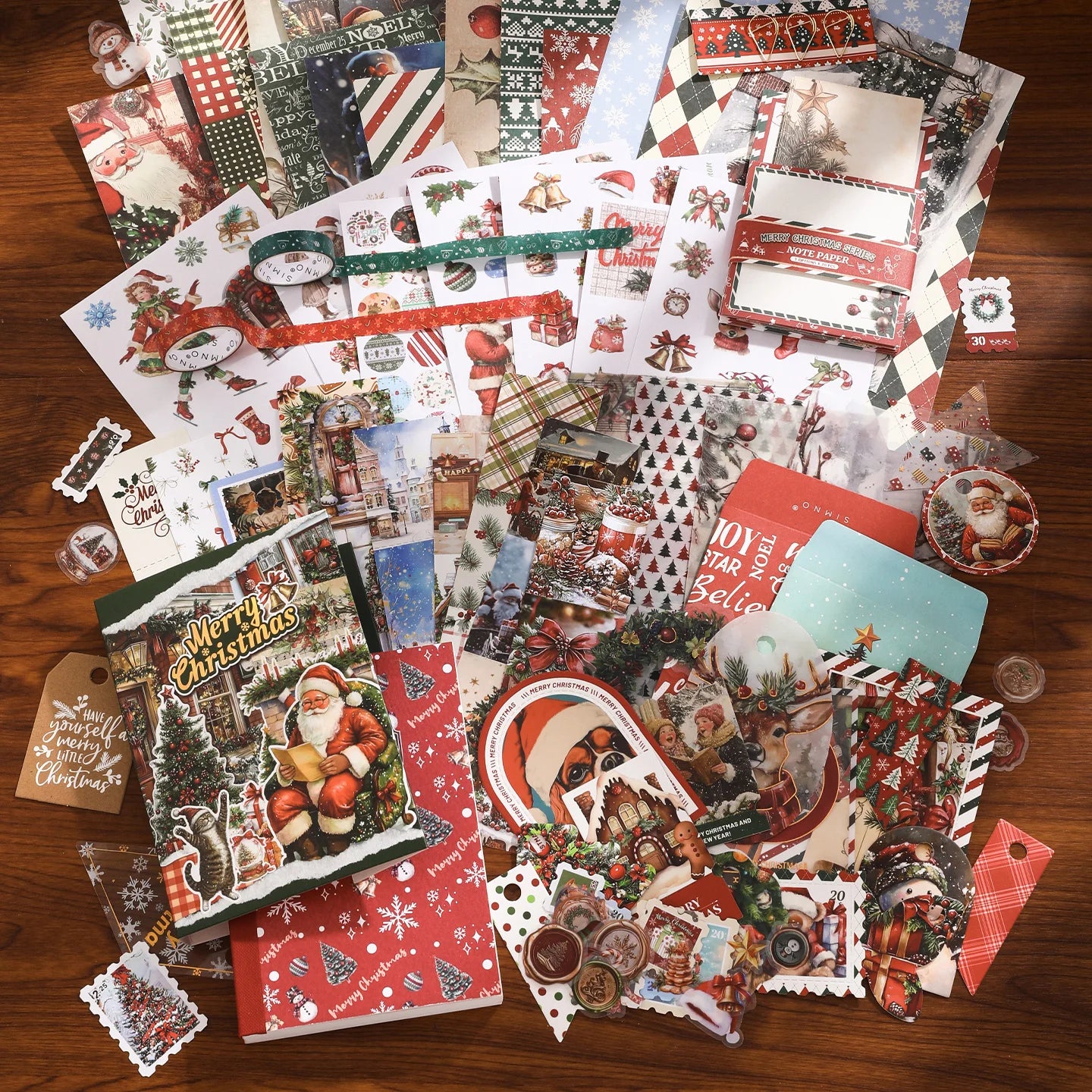 Christmas “Warm Delivery” Scrapbooking Set (157 Pieces) — Festive DIY Collage Kit for Journals, Cards & Handmade Gifts