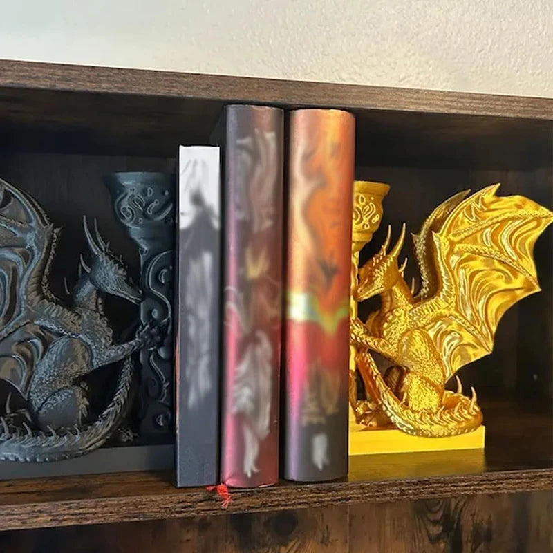 Dragon Wing Bookends — In Gold or Black Fantasy