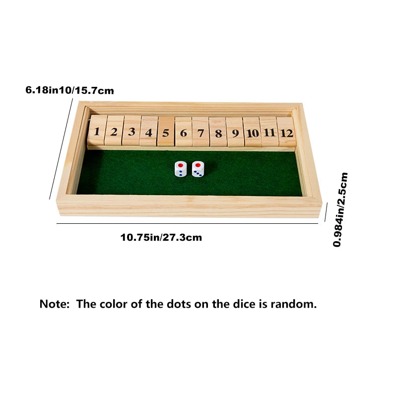 Shut the Box — Classic Wooden Dice Game (9 or 12 Numbers)