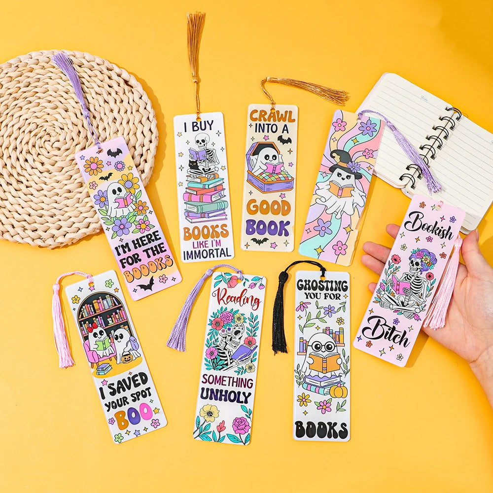 Halloween Ghost & Skeleton Bookmarks — Spooky Page Holders (Pick 1 or Full Set of 8)