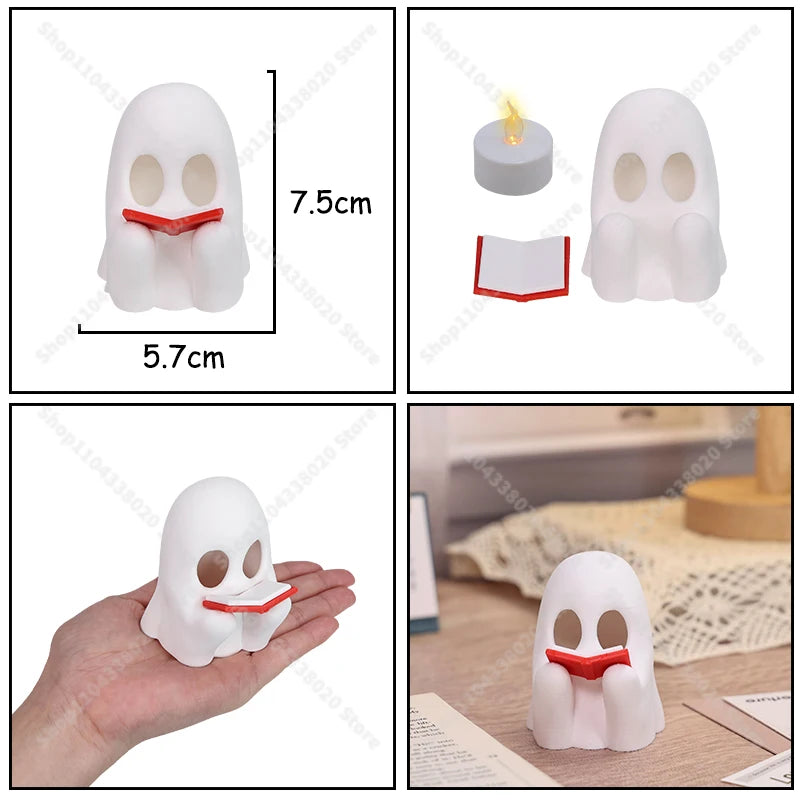 Light-Up Reading Ghost — Glowing Spooky-Cute Décor