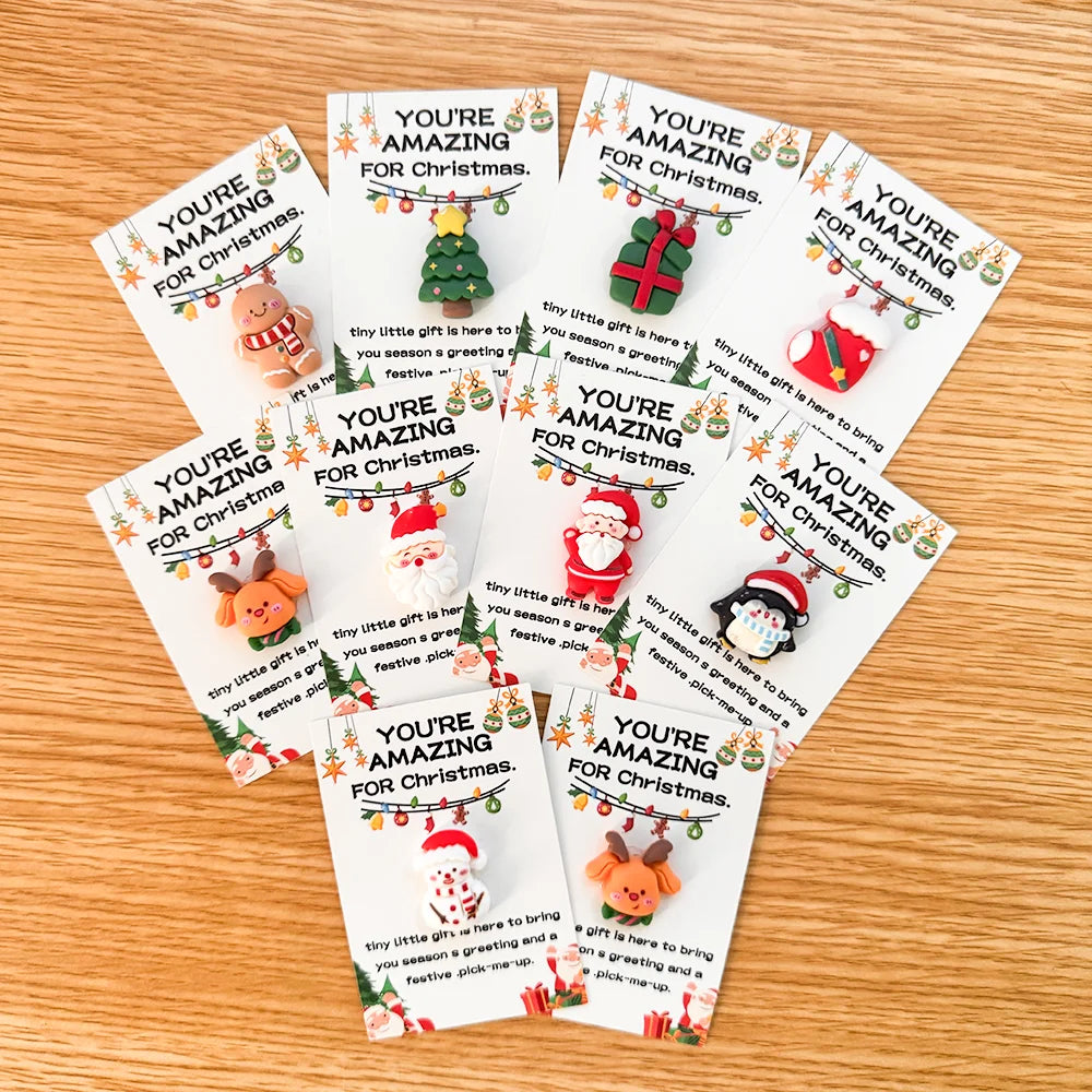 Mini Christmas Hug Cards — Santa, Snowman & Reindeer Resin Ornaments | Cute Holiday Tokens & Alternative Christmas Cards (10 or 40 pcs)