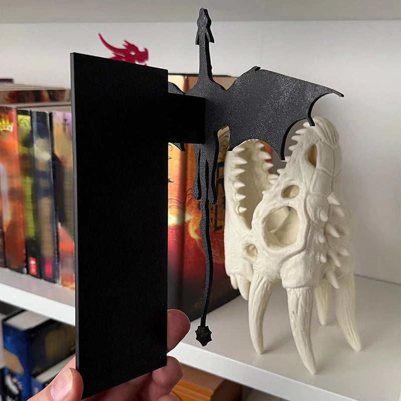Fourth Wing Double Dragon Book Insert — Black & Gold Bookshelf Decoration