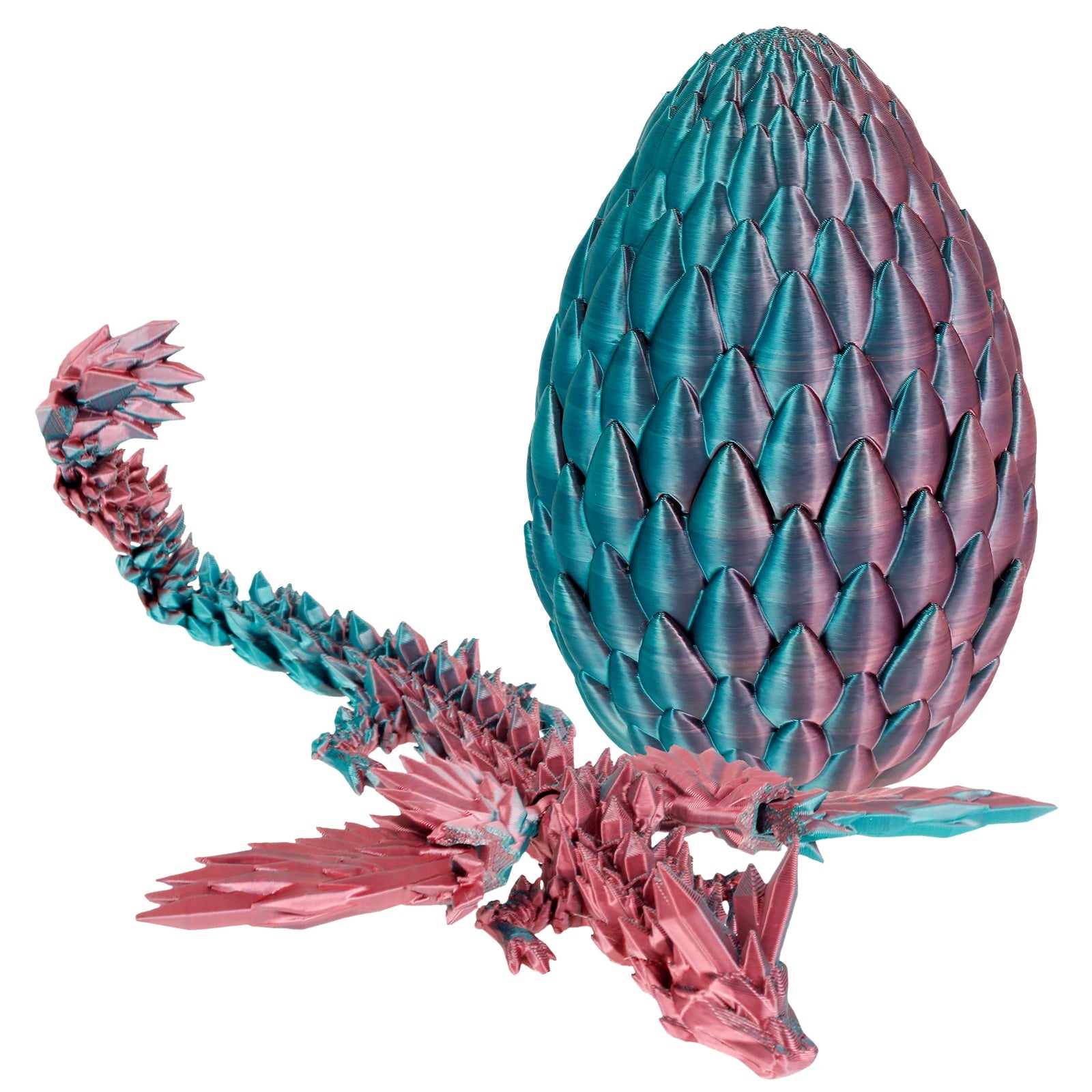 3D Printed Articulated Dragon with Egg — Colorful Collectible Figure