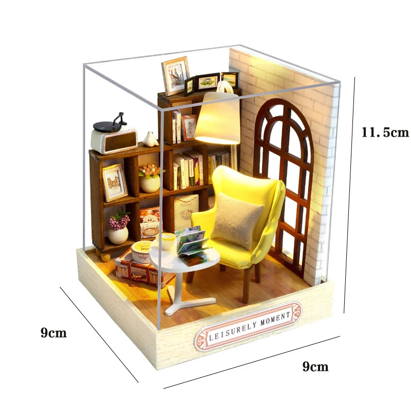 Mini DIY Wooden Dollhouse Room Kit