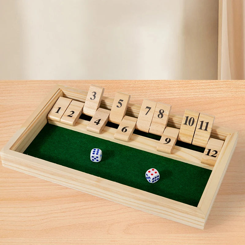 Shut the Box — Classic Wooden Dice Game (9 or 12 Numbers)
