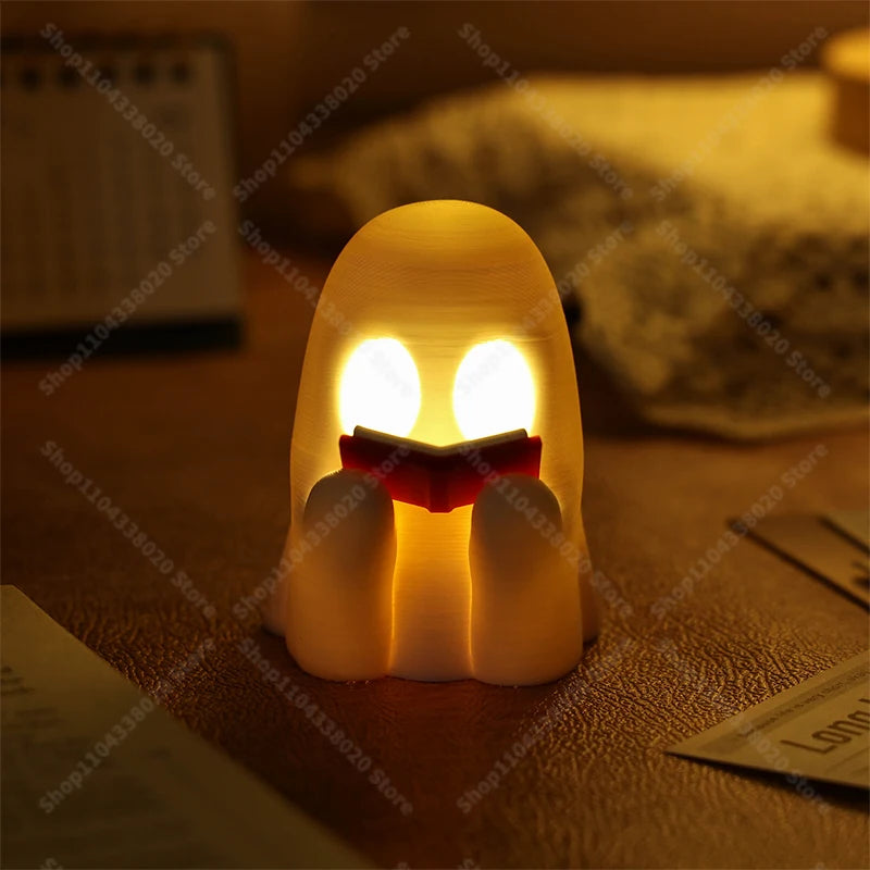 Light-Up Reading Ghost — Glowing Spooky-Cute Décor