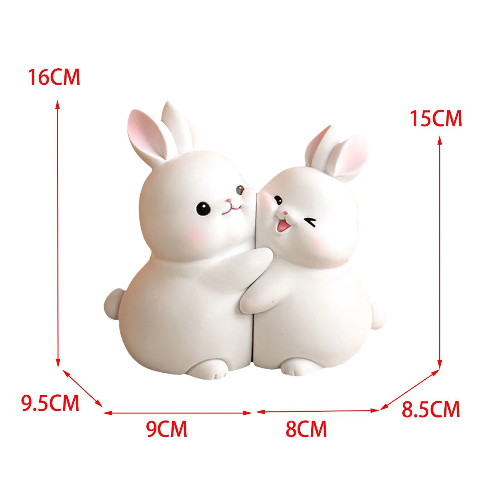 Resin Rabbit Hugging Bookends — Adorable Shelf Companions