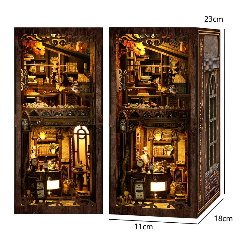 DIY Book Nook Kit — 3D Wooden Miniature Puzzle Bookend Scene (Various Designs)