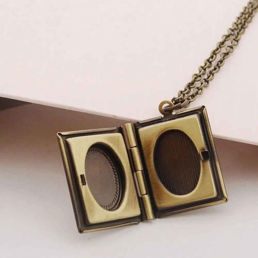 Retro Book Locket Necklace — Photo Keepsake Pendant