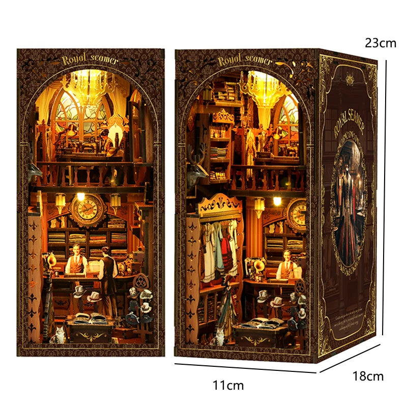 DIY Book Nook Kit — 3D Wooden Miniature Puzzle Bookend Scene (Various Designs)