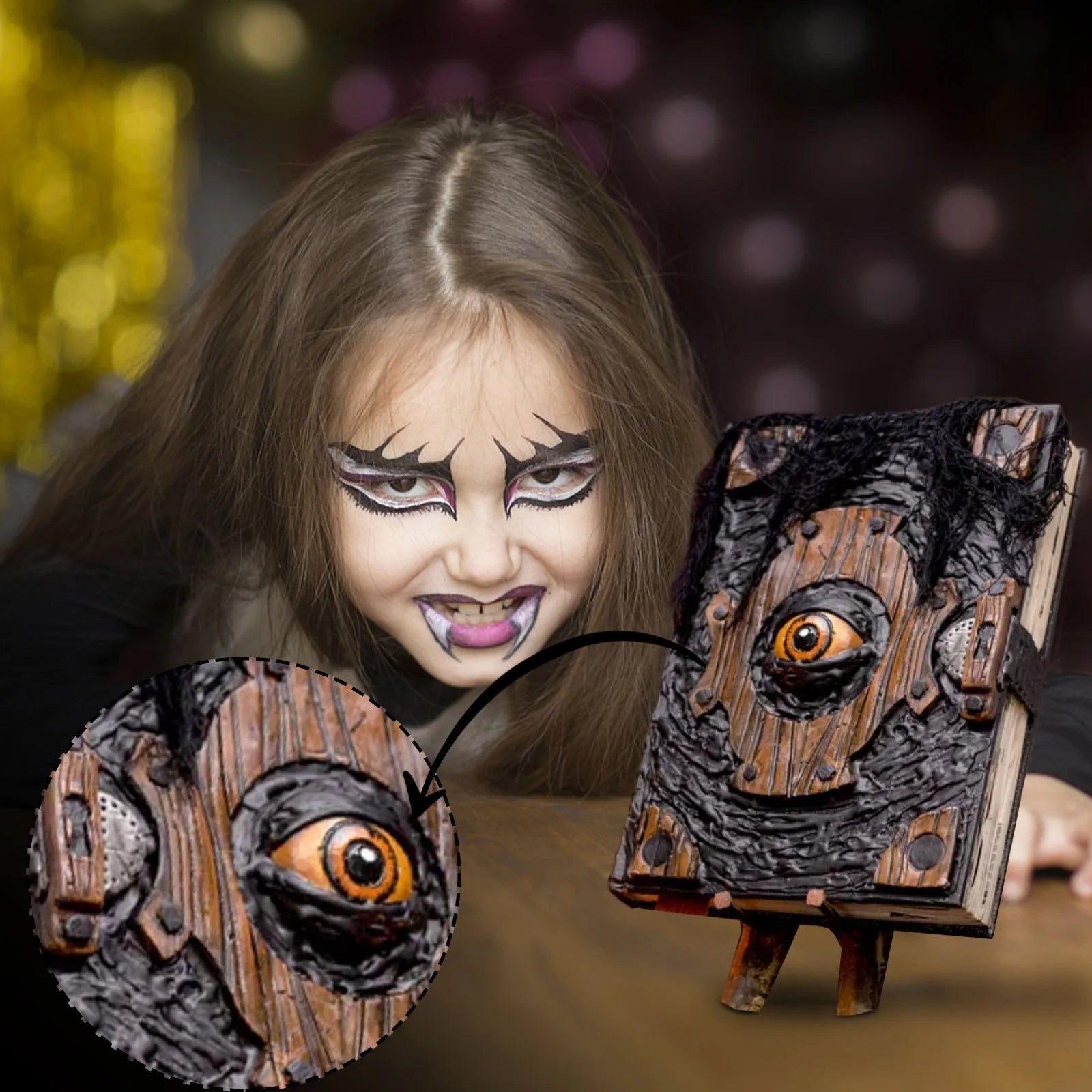 “Demon’s Eye” Cursed Tome — Horror Book Display Prop (Desk/Shelf)