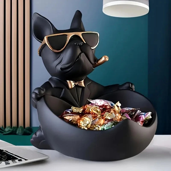 The Boss Bulldog — Cool Dog Statue with Storage Bowl