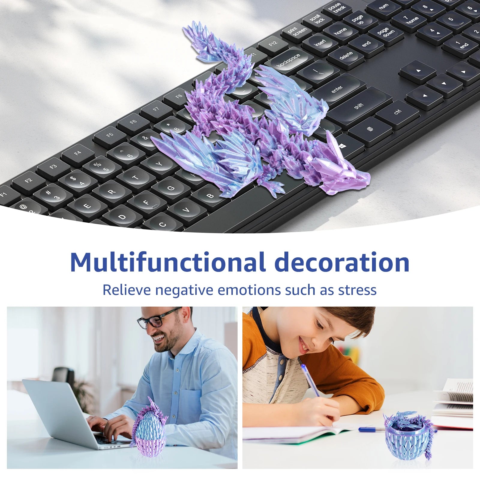 3D Printed Articulated Dragon with Egg — Colorful Collectible Figure