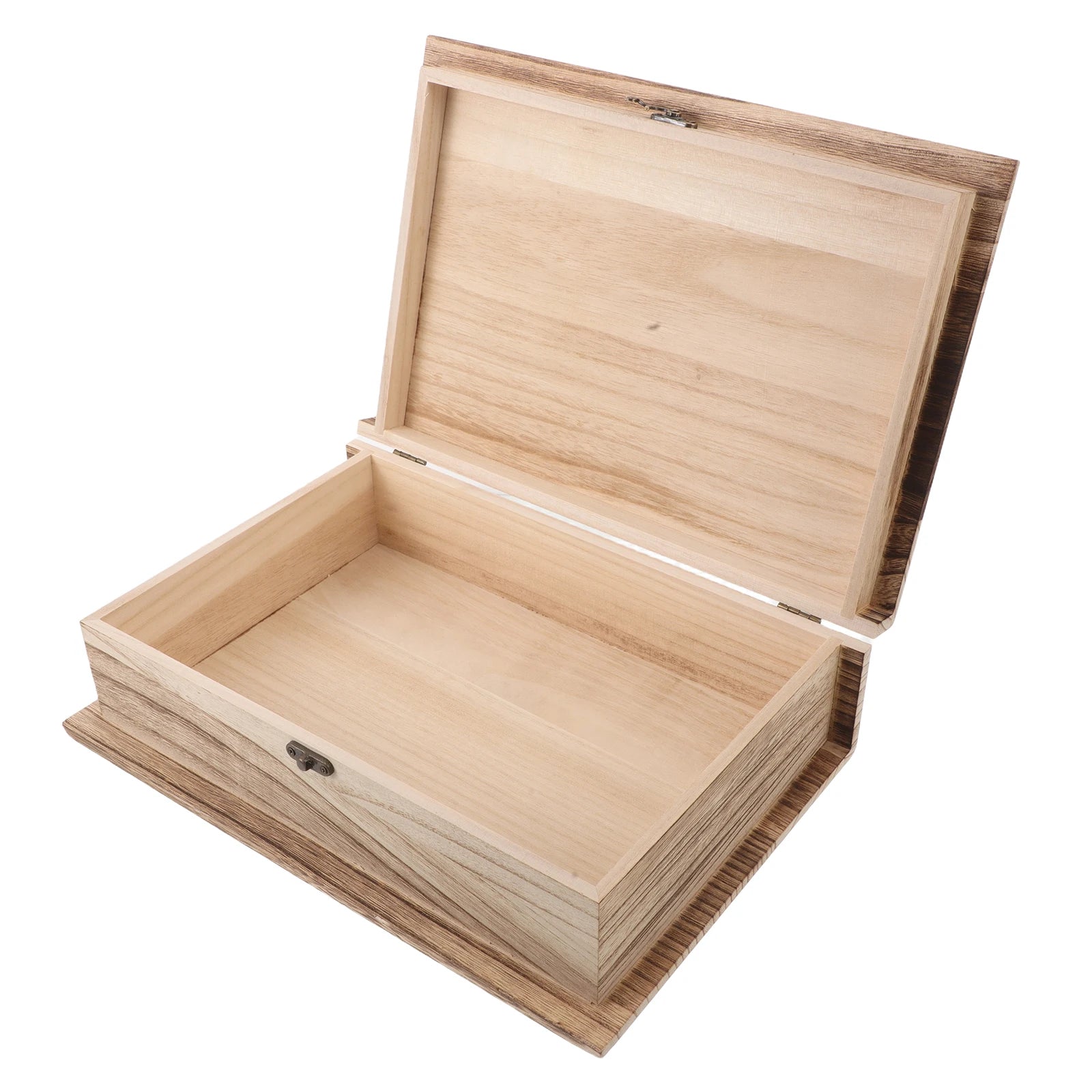 Wooden “Book” Keepsake Box — Hinged Lid, Clasp Lock (Large)