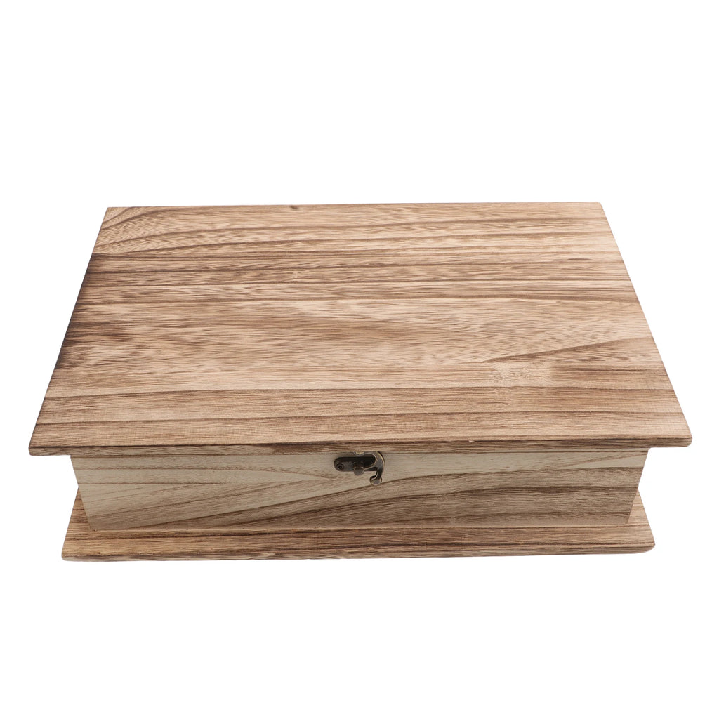 Wooden “Book” Keepsake Box — Hinged Lid, Clasp Lock (Large)