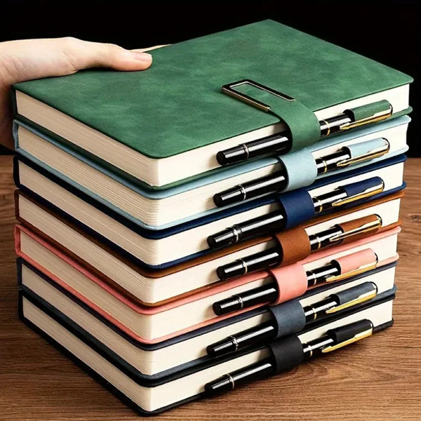 Vintage A5 Leather Notebook — With U-Buckle Closure